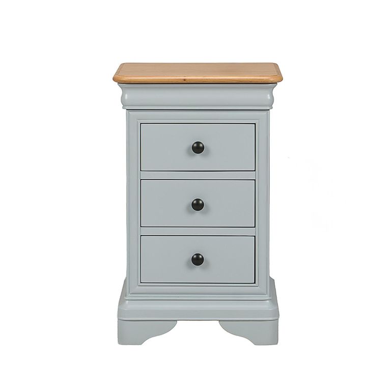 Chantilly Bedside Cabinet - 3 Drawer - Grey Painted - Wood