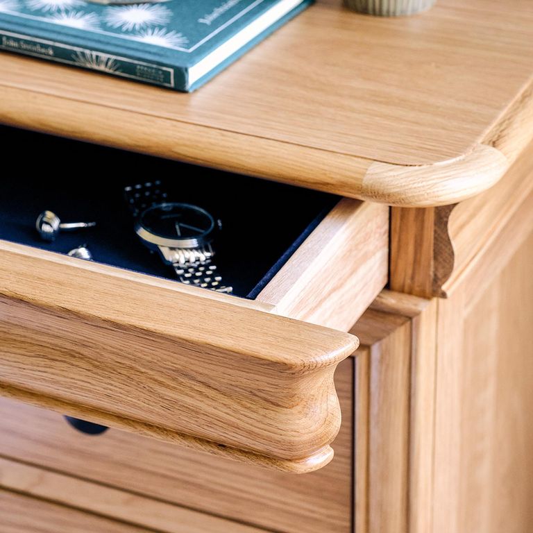 Bordeaux Bedside Cabinet - 3 Drawer - Natural - Oak
