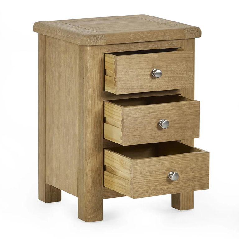 Memphis Bedside Cabinet - 3 Drawer - Limed Oak