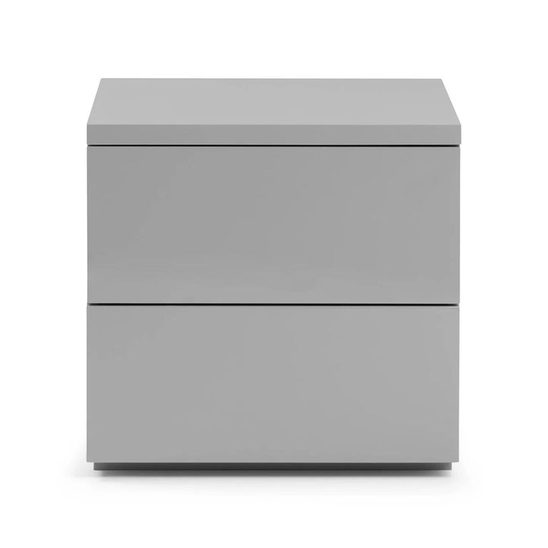 Monaco Bedside Cabinet - 2 Drawer - Grey High Gloss