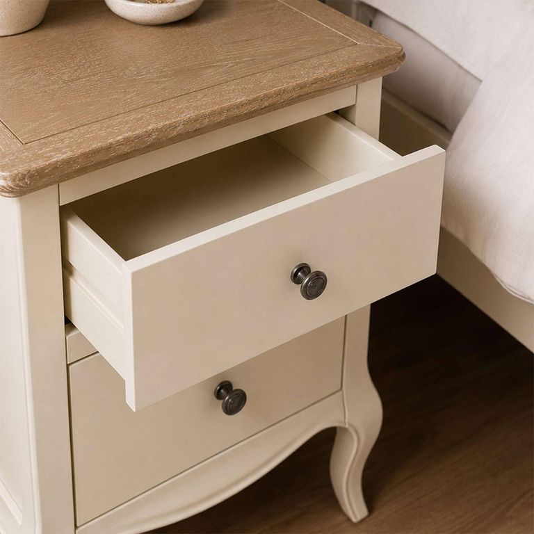Camille Bedside Cabinet - 2 Drawer - French Style - Ivory