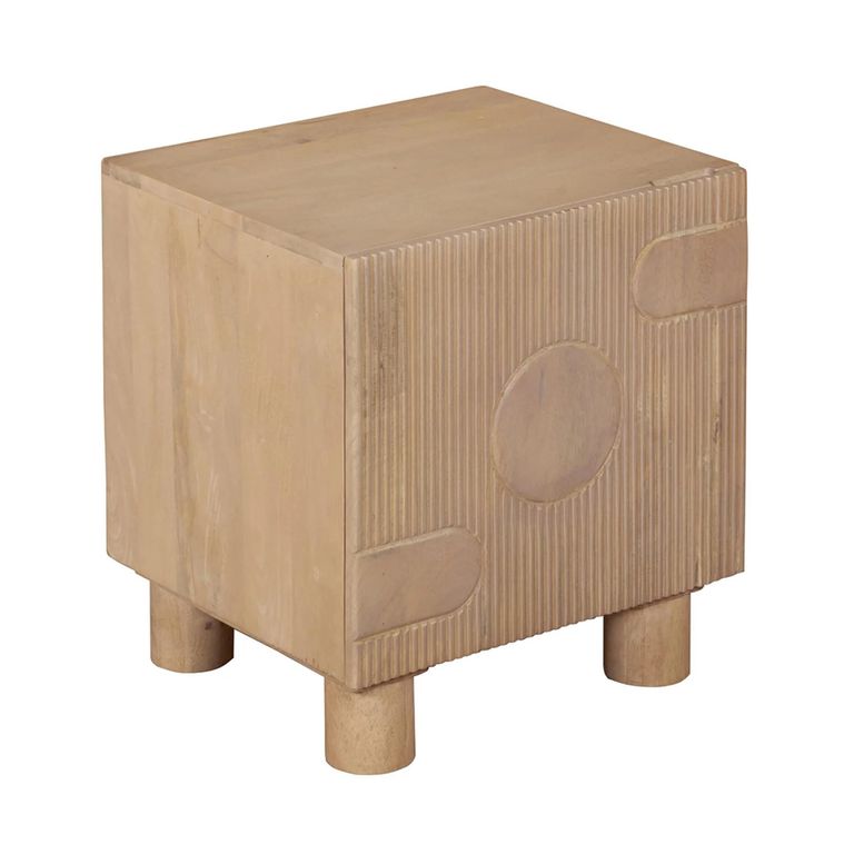 Austin Bedside Table - 1 Door - Fluted - Natural - Mango Wood