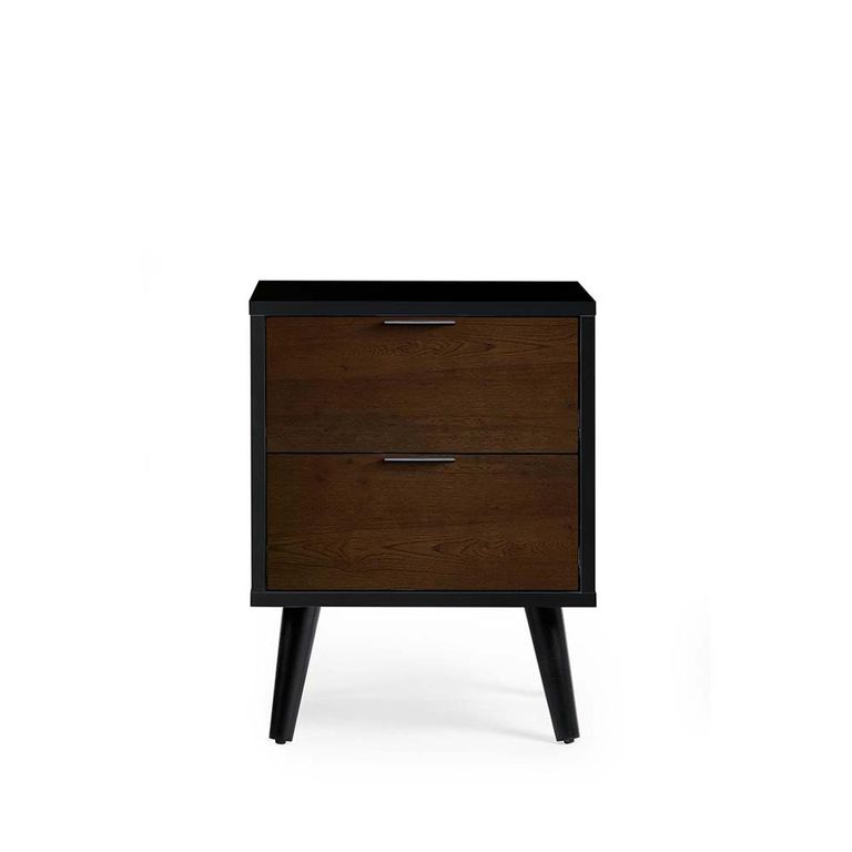 Alba Black and Walnut Bedside Cabinet - 2 Drawer