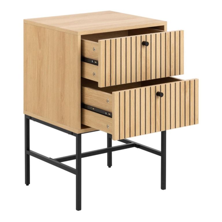 Albany Oak Ribbed 2 Drawer Bedside Table