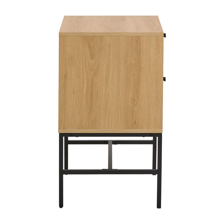 Albany Bedside Table - 2 Drawer - Ribbed Oak