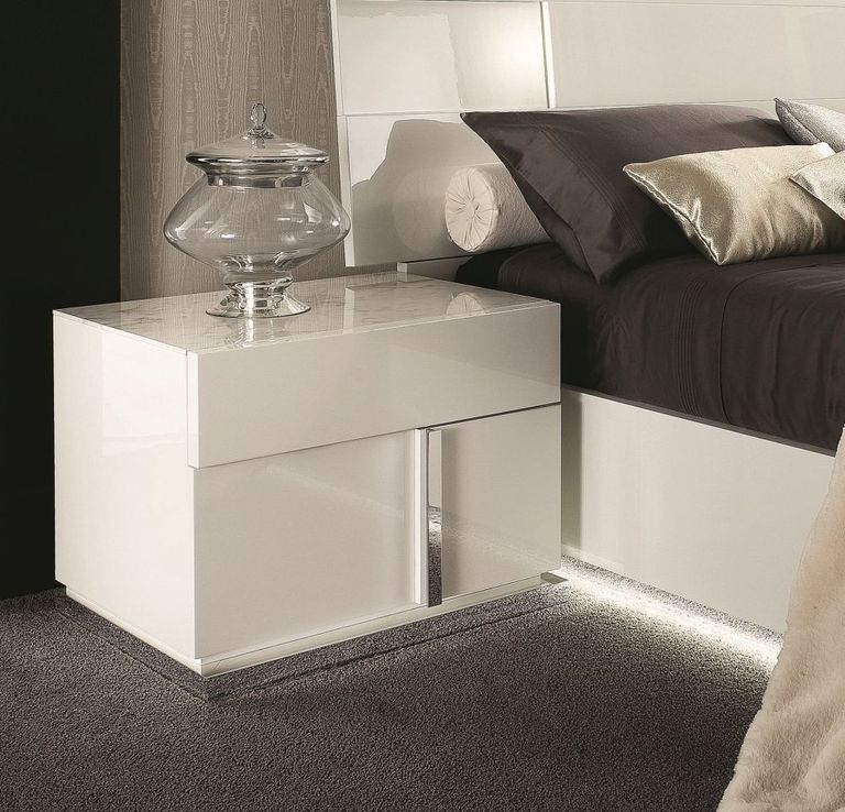 Canova Bedside Cabinet - RHF - White Gloss