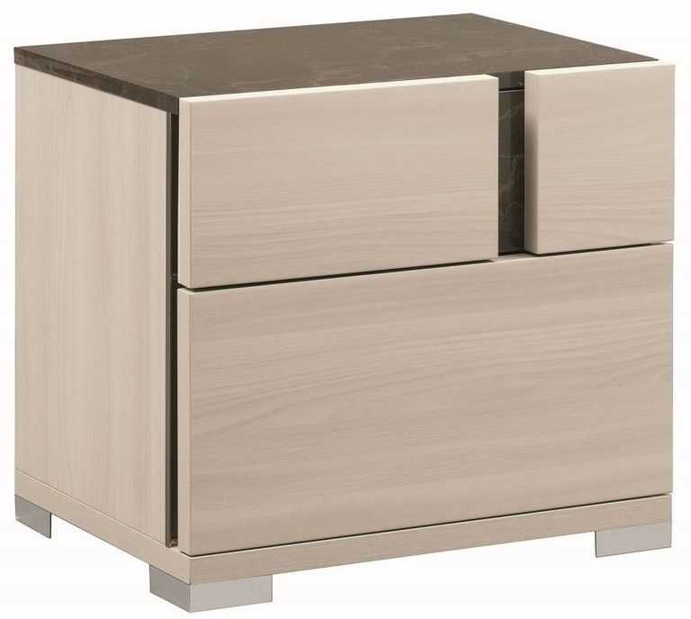 Teodora Bedside Cabinet - 2 Drawer - Cream Gloss