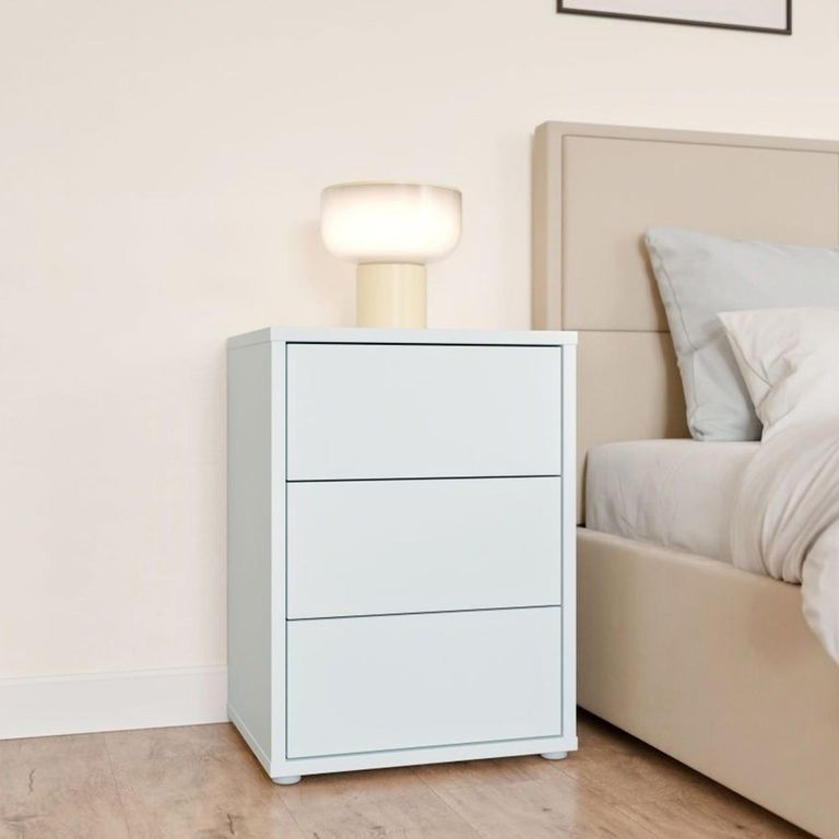 Alice Springs Bedside Cabinet - 3 Drawer - Light Grey