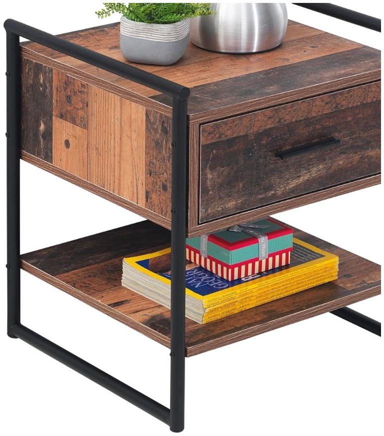 Alpena Rustic Oak 1 Drawer Bedside Cabinet