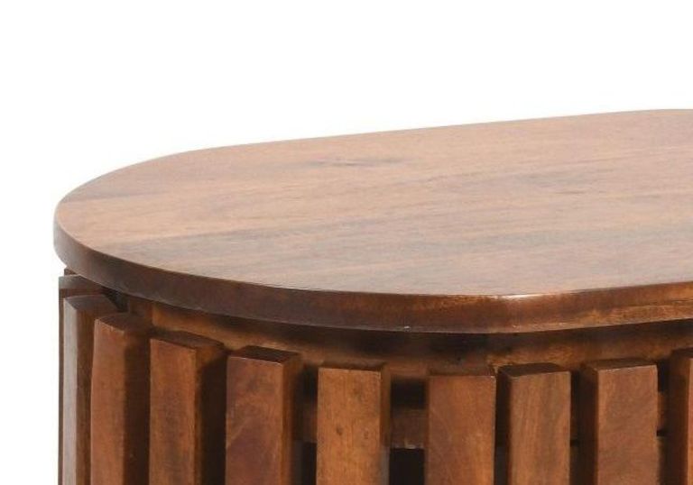 Amber Slatted Mango Wood 1 Door Bedside Table