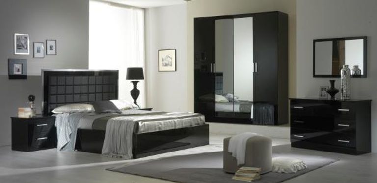 Ambra Black Italian 2 Drawer Bedside Cabinet