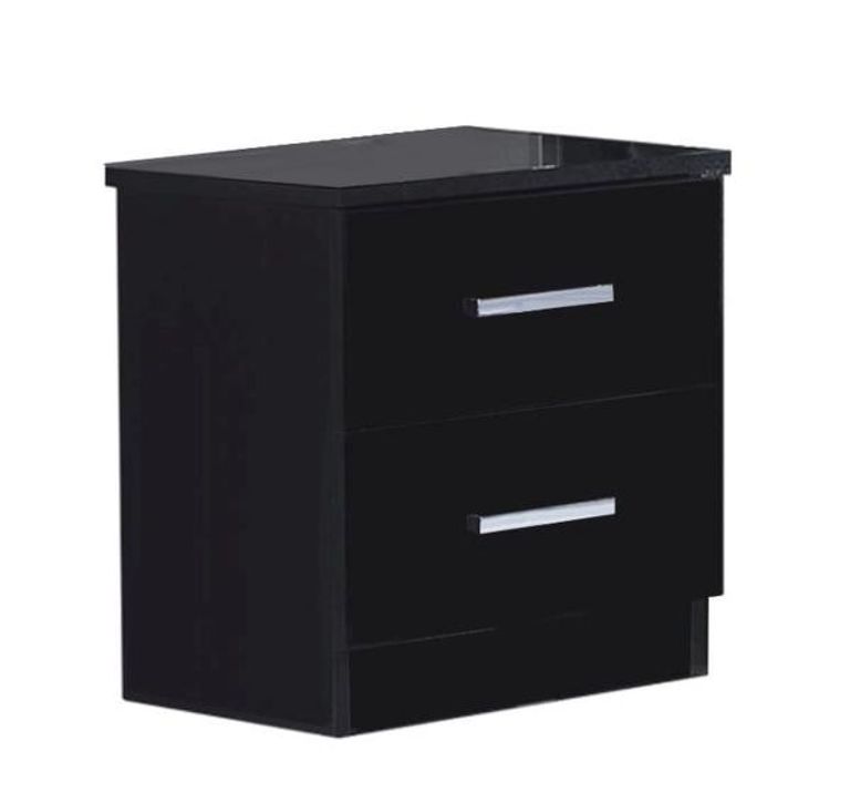 Ambra Black Italian 2 Drawer Bedside Cabinet