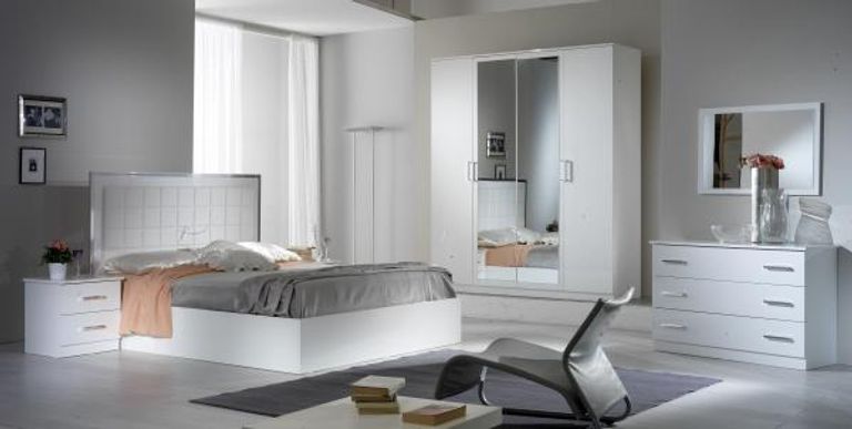 Ambra White Italian 2 Drawer Bedside Cabinet