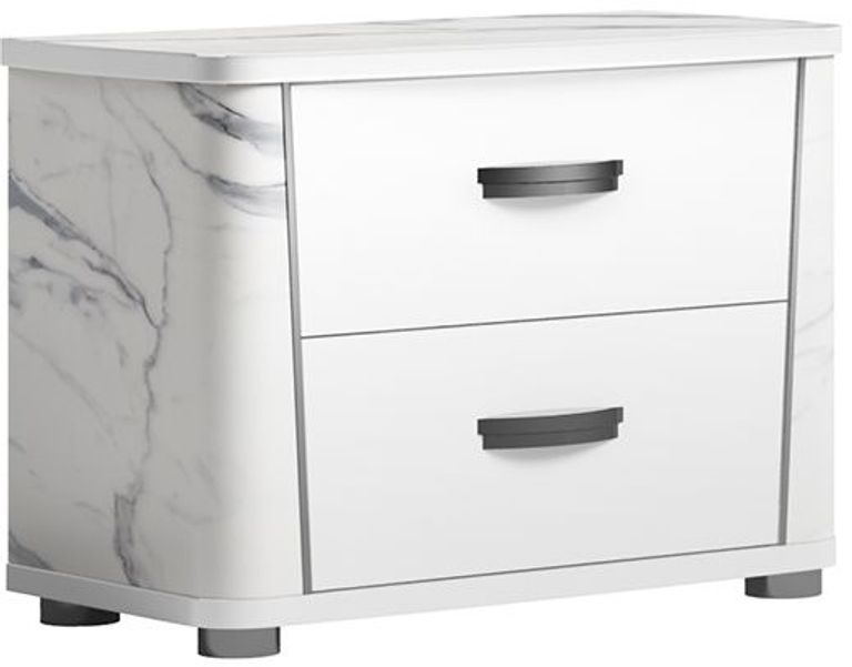 Anna Bedside Cabinet - 2 Drawer - White
