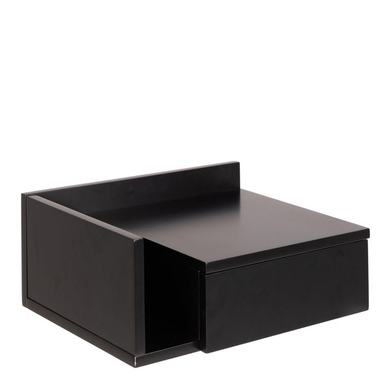 Ashlan Black 1 Drawer Floating Bedside Table with Shelf