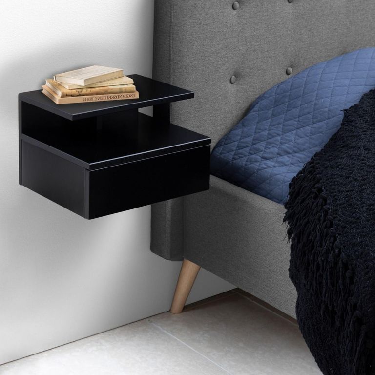 Ashlan Black 1 Drawer Floating Bedside Table