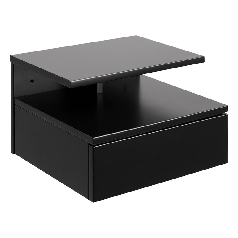 Ashlan Bedside Table - 1 Drawer - Wall Mounted - Floating - Black Painted