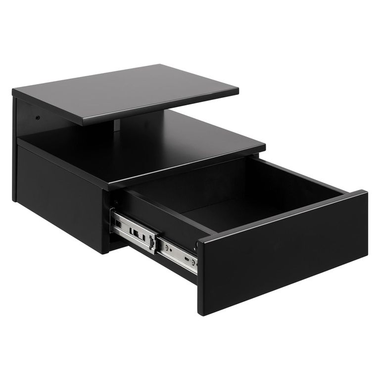 Ashlan Bedside Table - 1 Drawer - Wall Mounted - Floating - Black Painted
