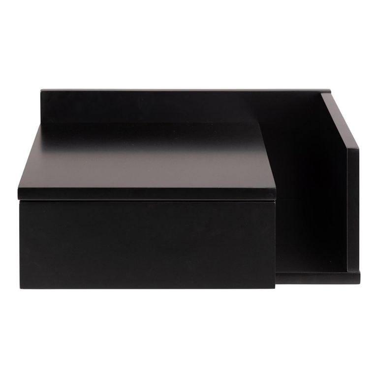 Ashlan Bedside Table - 1 Drawer - Wall Mounted - Floating - Black Painted - with Shelf