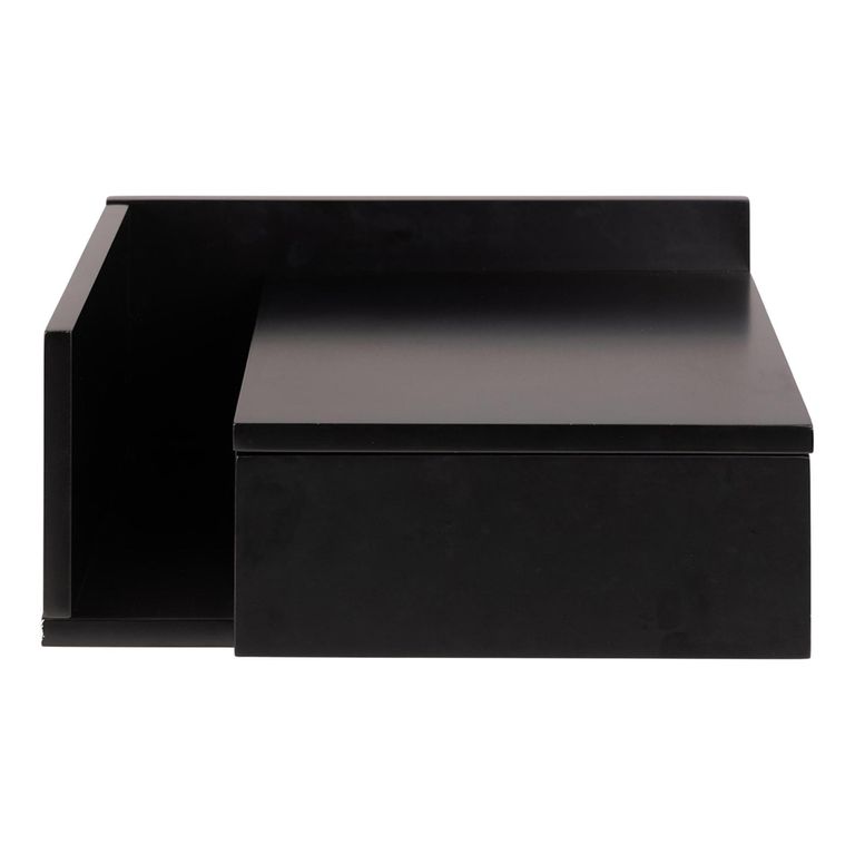 Ashlan Bedside Table - 1 Drawer - Wall Mounted - Floating - Black Painted - with Shelf