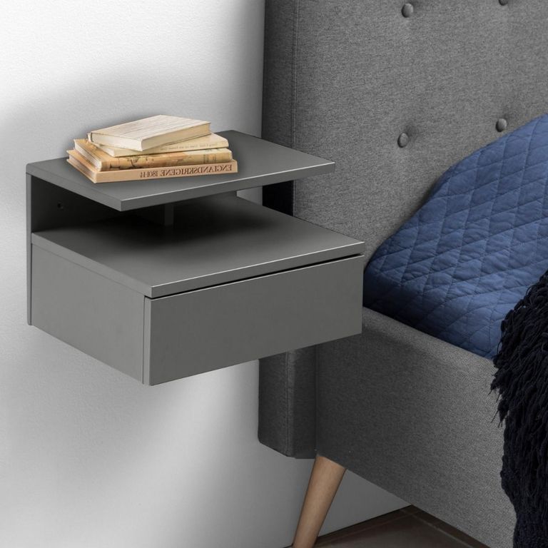 Ashlan Grey 1 Drawer Floating Bedside Table