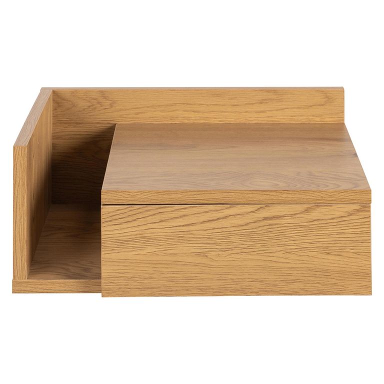 Ashlan Bedside Table - 1 Drawer - Wall Mounted - Floating - Oak - with Shelf