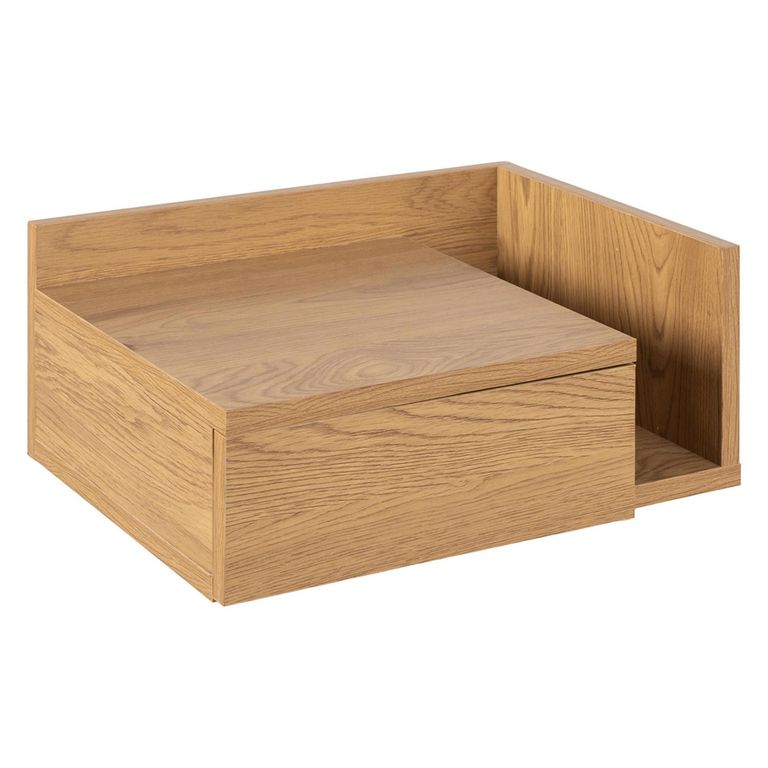 Ashlan Bedside Table - 1 Drawer - Wall Mounted - Floating - Oak - with Shelf