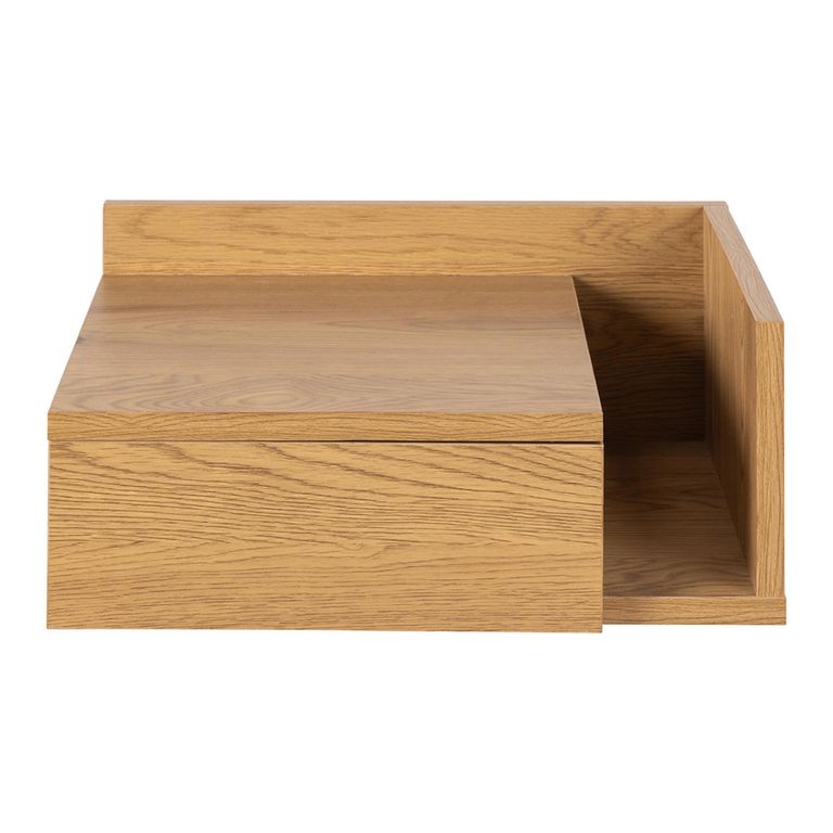 Ashlan Bedside Table - 1 Drawer - Wall Mounted - Floating - Oak - with Shelf