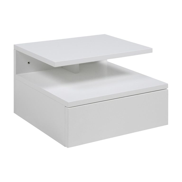 Ashlan Bedside Table - 1 Drawer - Wall Mounted - Floating - White Painted