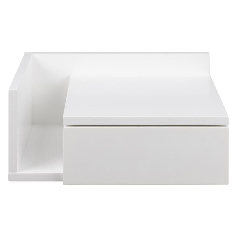 Ashlan Bedside Table - 1 Drawer - Wall Mounted - Floating - White Painted - with Shelf