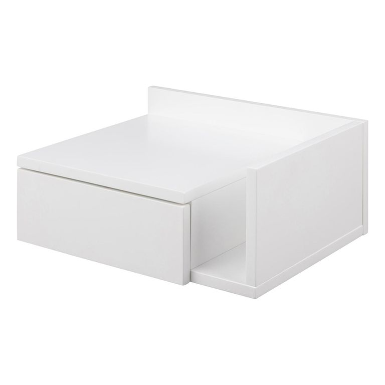 Ashlan Bedside Table - 1 Drawer - Wall Mounted - Floating - White Painted - with Shelf