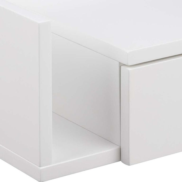 Ashlan Bedside Table - 1 Drawer - Wall Mounted - Floating - White Painted - with Shelf
