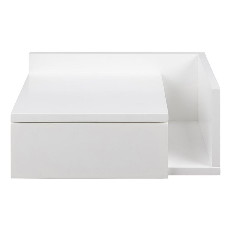 Ashlan Bedside Table - 1 Drawer - Wall Mounted - Floating - White Painted - with Shelf