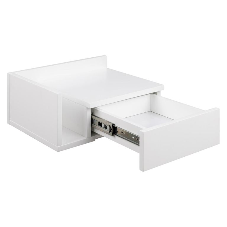 Ashlan Bedside Table - 1 Drawer - Wall Mounted - Floating - White Painted - with Shelf