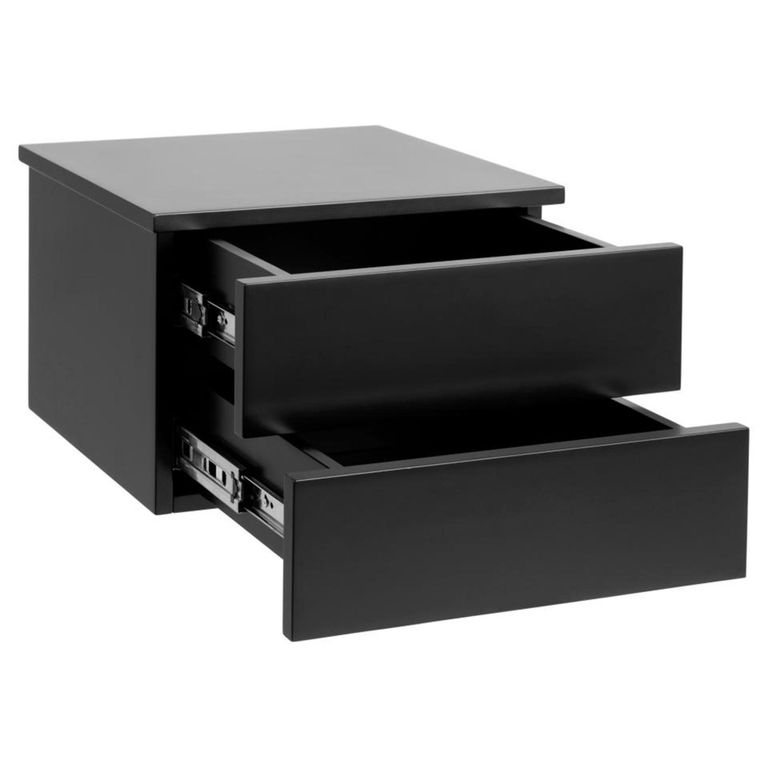 Avignon Bedside Table - 2 Drawer - Wall Mounted - Floating - Black