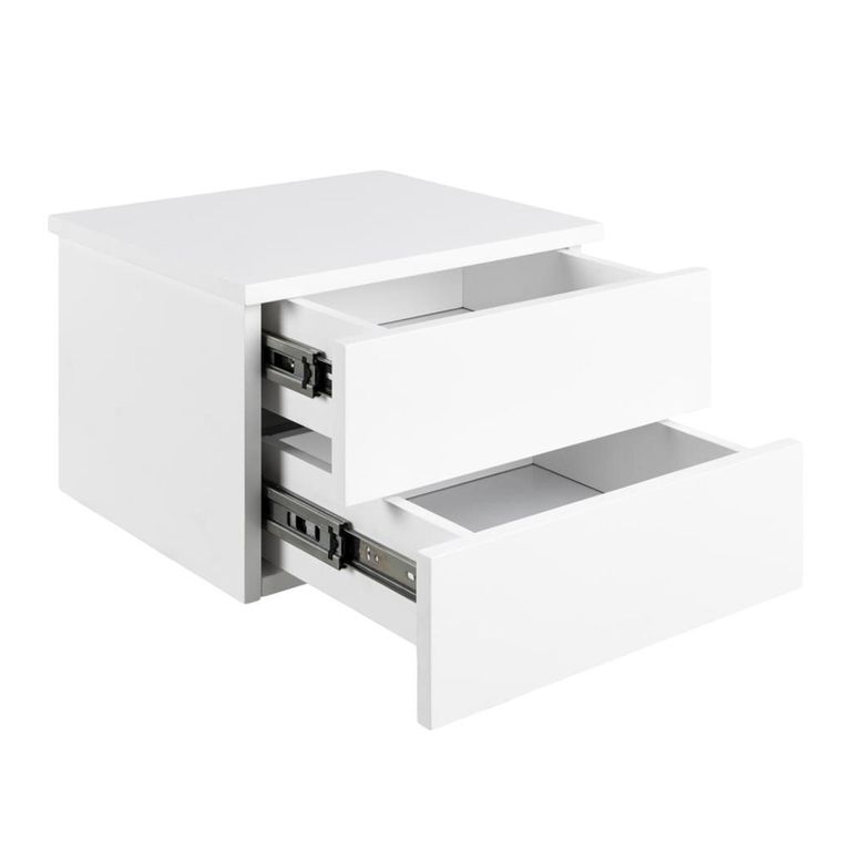 Avignon Bedside Table - 2 Drawer - Wall Mounted - Floating - White Painted