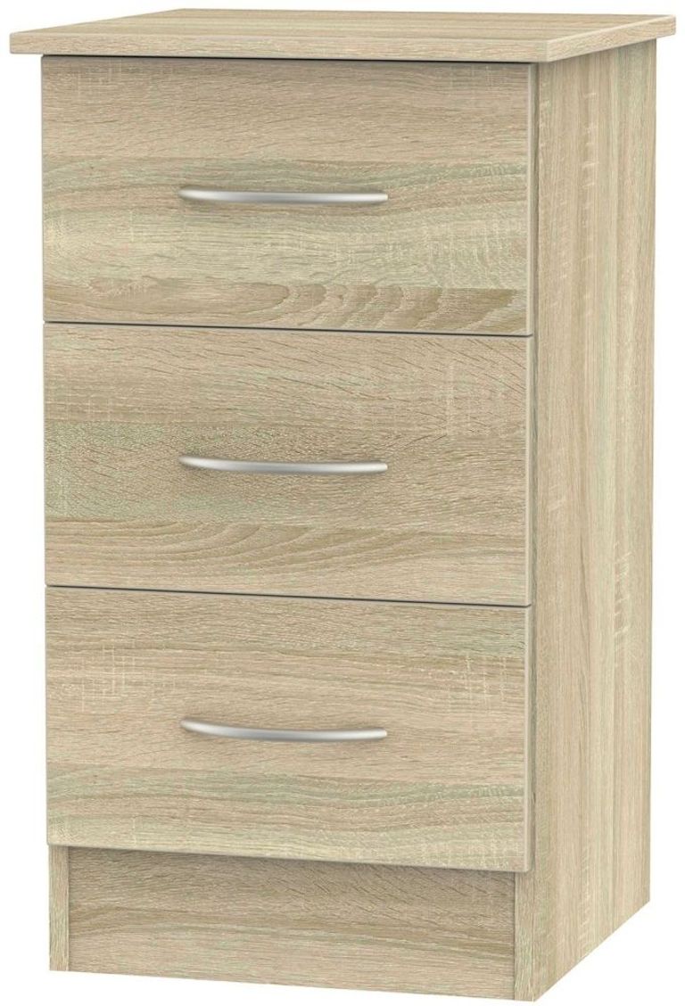 Avon Oak Effect 3 Drawer Bedside Cabinet