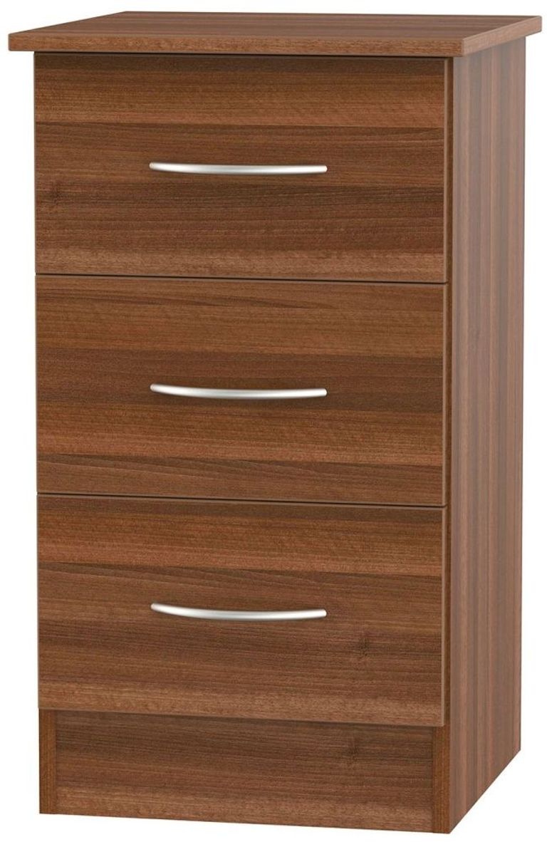Avon Walnut Effect 3 Drawer Bedside Cabinet