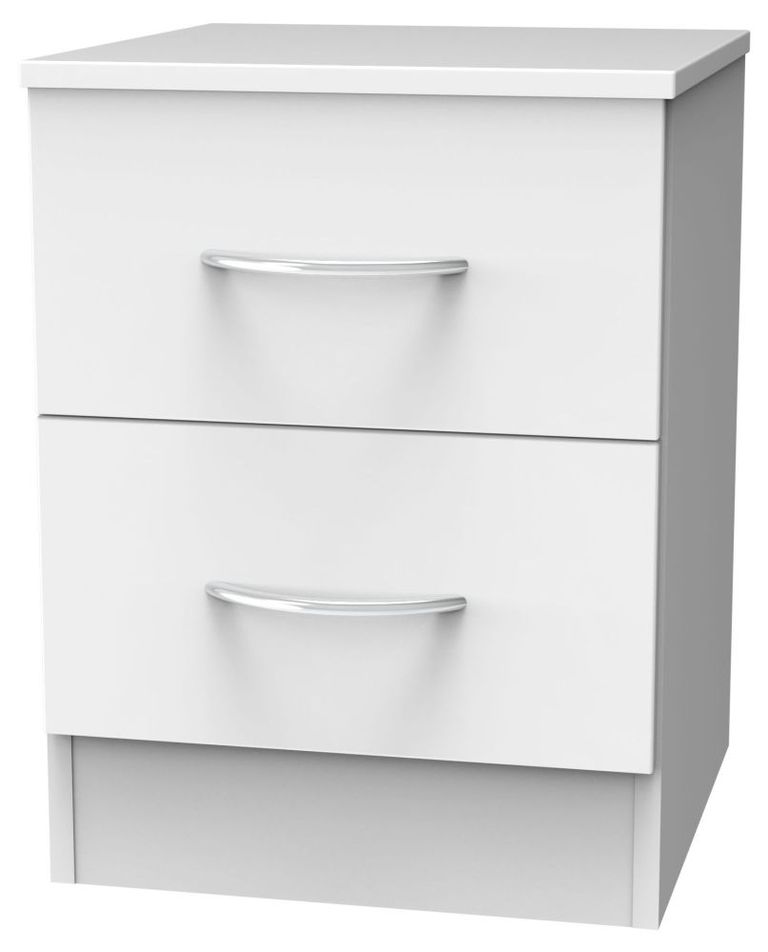 Avon White 2 Drawer Bedside Cabinet