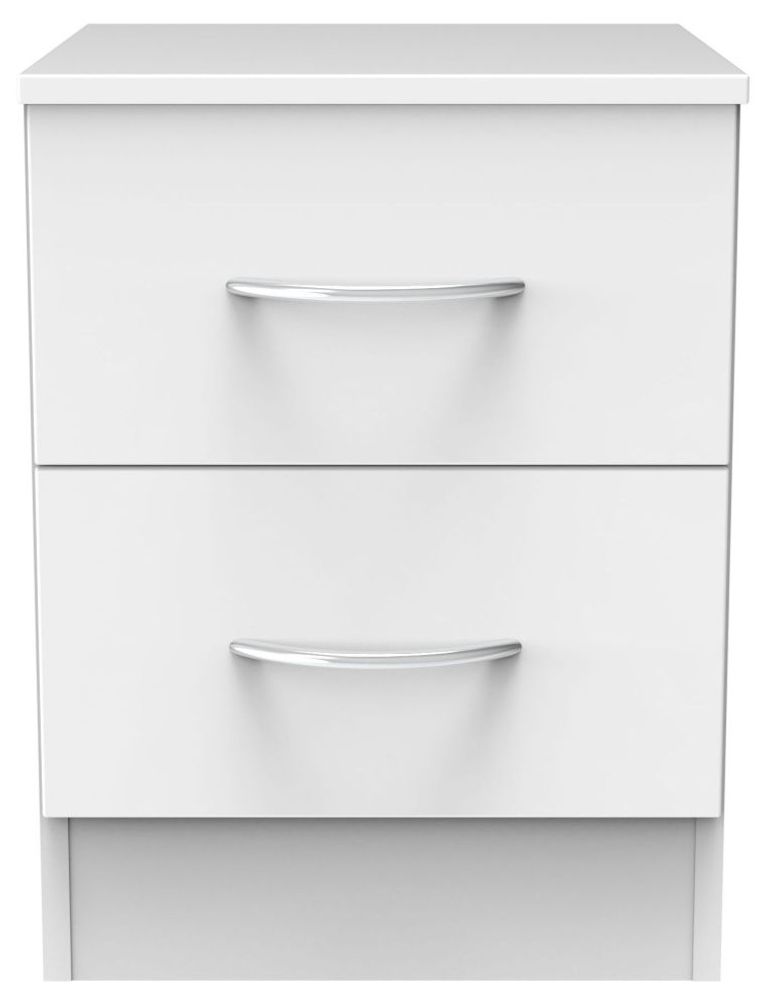Avon White 2 Drawer Bedside Cabinet