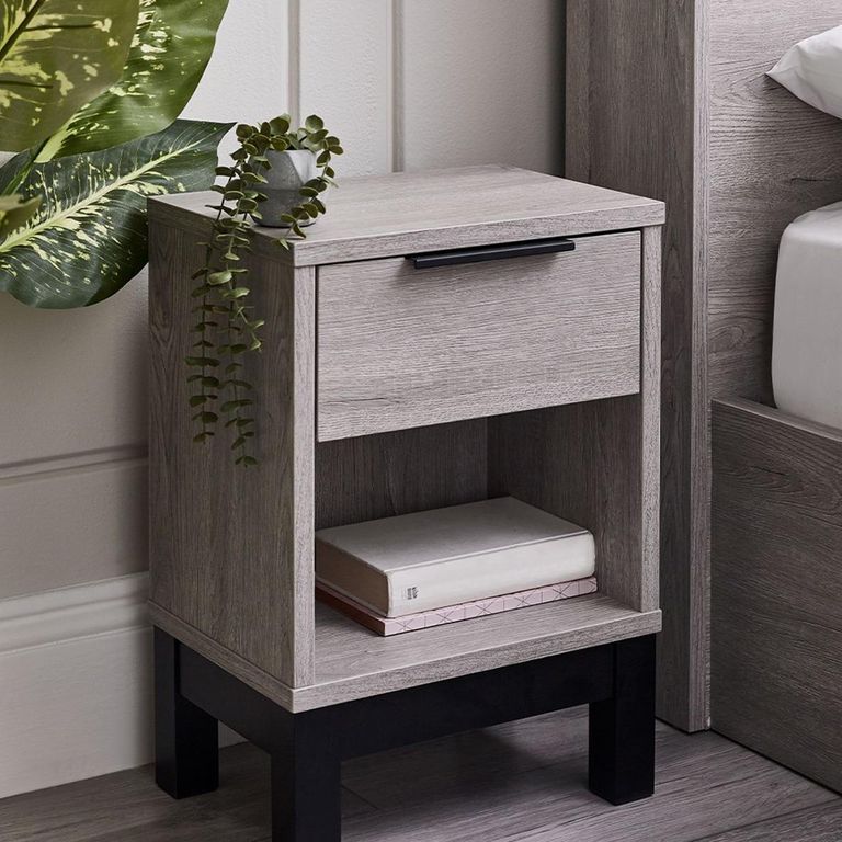 Bali Grey Oak Bedside Cabinet - 1 Drawer