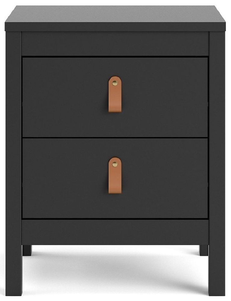 Barcelona Black 2 Drawer Bedside Cabinet