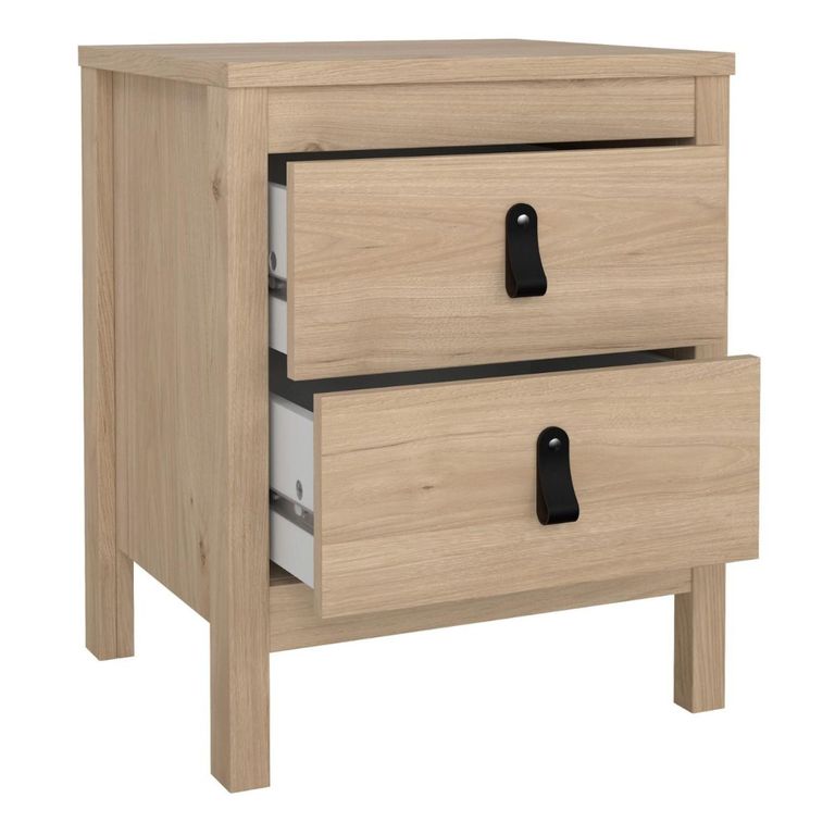 Barcelona Jackson Hickory Oak 2 Drawer Bedside Table