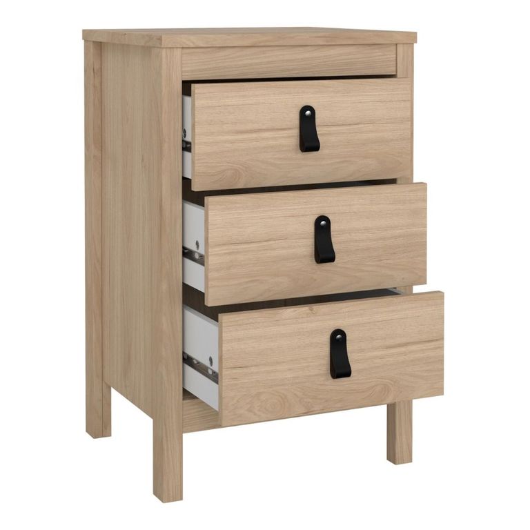 Barcelona Jackson Hickory Oak 3 Drawer Bedside Table