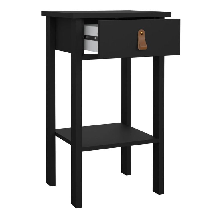 Barcelona Matt Black 1 Drawer Bedside Table