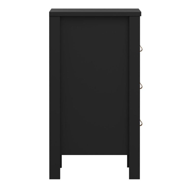Barcelona Matt Black 3 Drawer Bedside Table