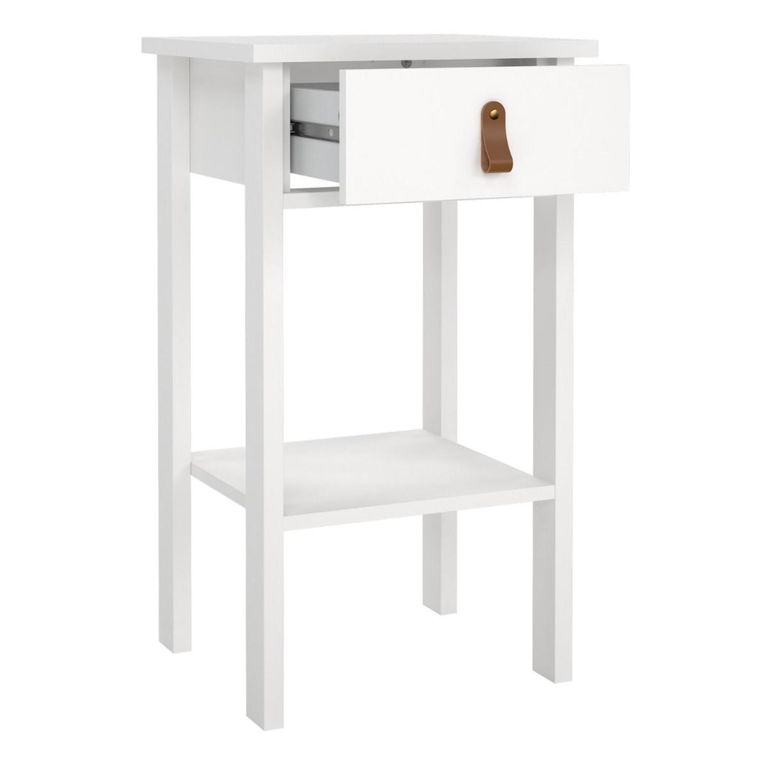 Barcelona White 1 Drawer Bedside Table