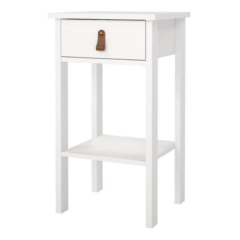 Barcelona White 1 Drawer Bedside Table