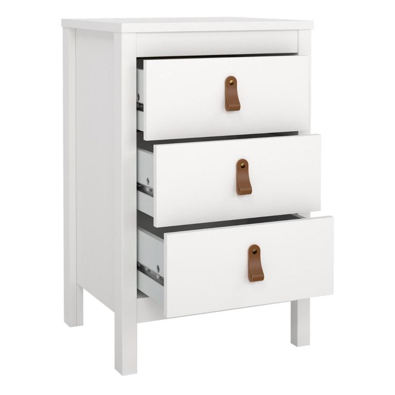 Barcelona White 3 Drawer Bedside Table