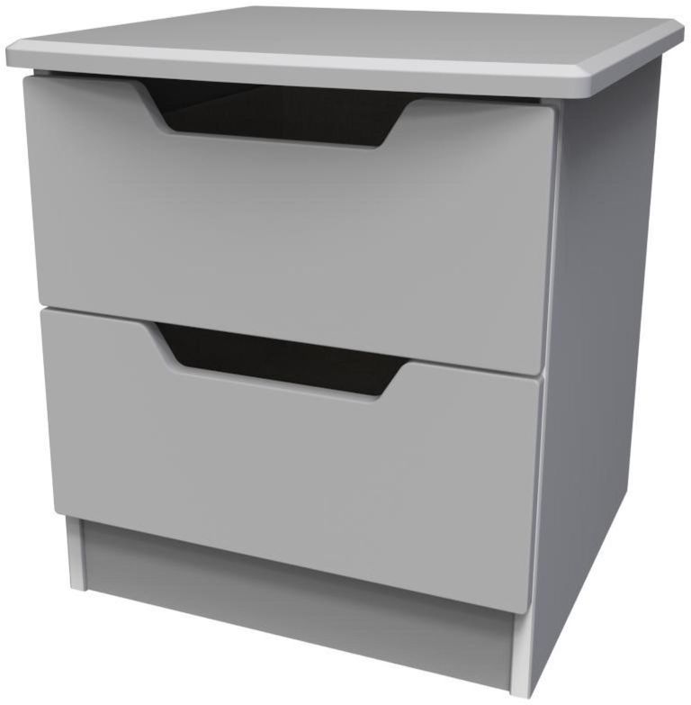 Bella Grey 2 Drawer Bedside Cabinet